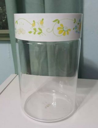 Vintage Pyrex Wild Flower Floral Glass Food Canister Jar Container 7 " Hx 4.  5 " D