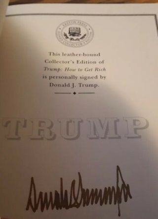 President Donald Trump Signed Edition How To Get Rich Autograph Easton Press