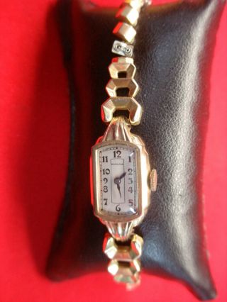 Vintage & Unusual Hamilton Ladies Wristwatch With 10k Gold Filled Case -