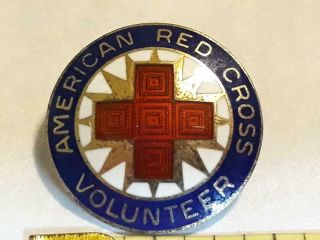 Vintage Sterling Silver American Red Cross Volunteer Pin Ships