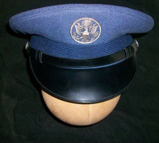 Vintage 1962 Us Air Force Enlisted Dress Blue Hat & Rain Cap 7 1/4 Euc Military