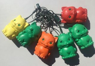 Vintage Blow Mold 6 Cat Kitten String Lights Outdoor Camping Trailer Party Decor
