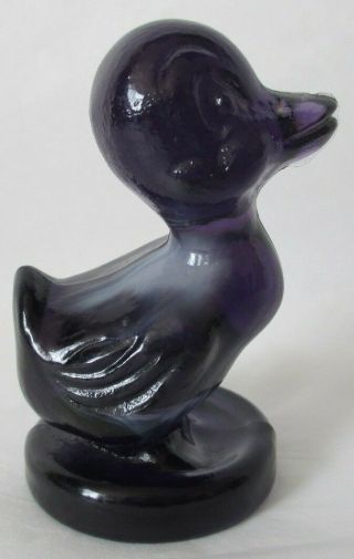 Debbie Duck Vintage Boyd Slag Glass Purple And White Marked