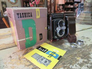 Yashica - D Model D Yashikor 80mm W/ Box,  Leather Case,  Accura No.  1 Lens 2