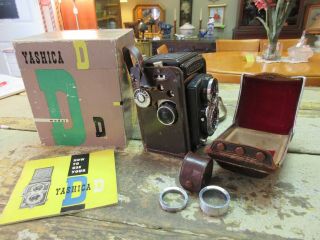 Yashica - D Model D Yashikor 80mm W/ Box,  Leather Case,  Accura No.  1 Lens 4