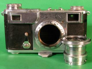 Zeiss Ikon Contax II Camera w/Tessar 50mm F2.  8 Lens Lens For Restoration/Parts 2