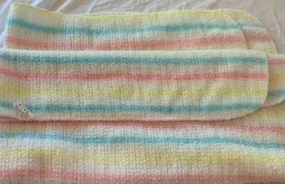 Vintage Beacon Baby Blanket Thermal Waffle Weave Stripes Stroller 40” X 28” Euc