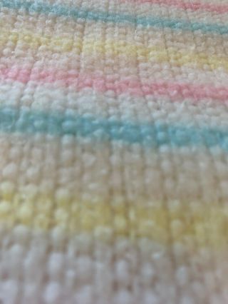 Vintage Beacon Baby Blanket Thermal Waffle Weave Stripes Stroller 40” X 28” Euc 7