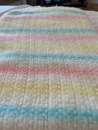 Vintage Beacon Baby Blanket Thermal Waffle Weave Stripes Stroller 40” X 28” Euc 8