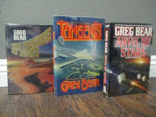 3 Greg Bear: Tangents,  The Force Of God (signed 1st Ed) Anvils Of Stars (1st Ed)