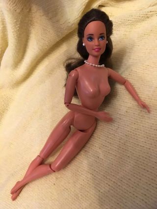 Vintage Articulated Ooak Tan Brown Hair Custom Blue Eyes Thresa Barbie Doll
