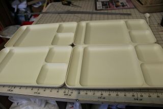 4 Vtg Tupperware Divided Meal Trays Almond Plate Camp Picnic Lunch Extra