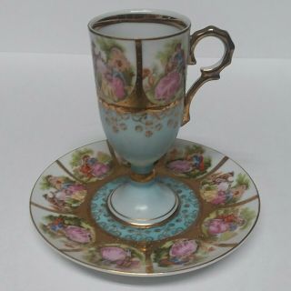 Vintage Royal Vienna Austrian Love Story Hand Painted Beehive Tea Cup & Saucer
