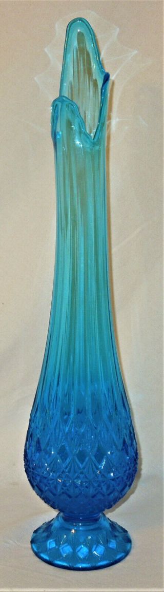Mid Century Vintage 21 " Sapphire Blue Viking Le Smith Art Glass Stretch Vase