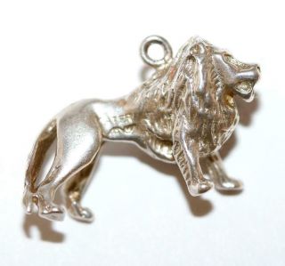Leo Lion Zodiac Sterling Silver Vintage Bracelet Charm By A&m,  Larger 1 "