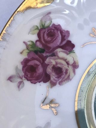 Vintage Royal Halsey Very Fine Tea Cup And Saucer Iridescent Floral Green/ Pink 4