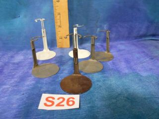 Vintage Antique Bisque Doll Metal Stands: 6 Tiny Size S26
