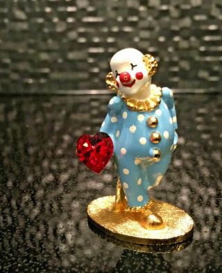 Vintage Spoontique Clown W 22k Gold Swarovski Crystal Heart So