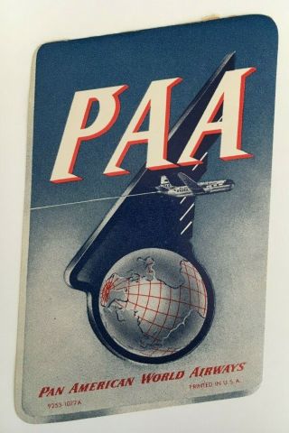 Vintage Pan Am Paa Pan American World Airways Airline Luggage Label Sticker Tag