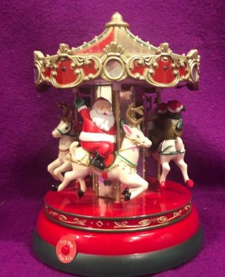 Christmas Musical Carousel Merry Go Round Vtg Sata Horses