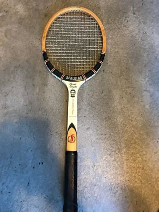 Vintage Spalding Poncho Gonzales Signature Wooden Tennis Racket 4 1/2 Grip