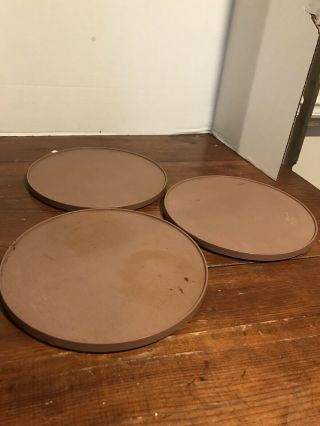 3 Vtg Lazy Susan Rubbermaid Brown Round Spice Cabinets Turntable Tray