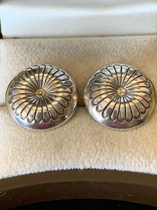 Vintage Native American Concho Button Stud Earrings Sterling Silver