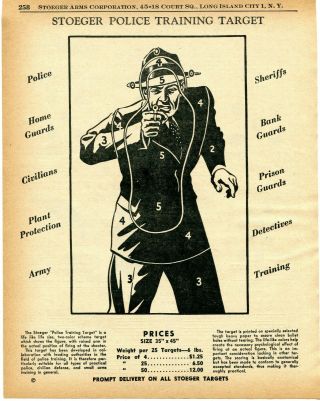 1957 Print Ad Of Stoeger Police Training Target