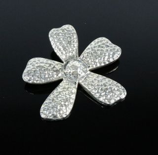 Vintage 925 Sterling Silver Thailand Hammered Flower Petal Necklace Pendant 8.  9g