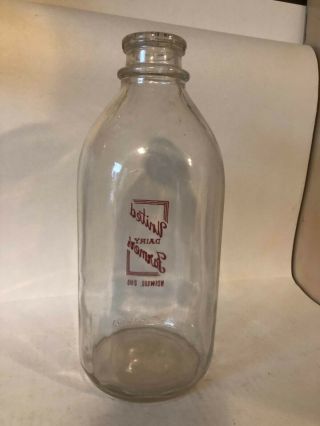 Vintage Glass Milk Bottle Half Gallon United Dairy Farmers Norwood Ohio 2