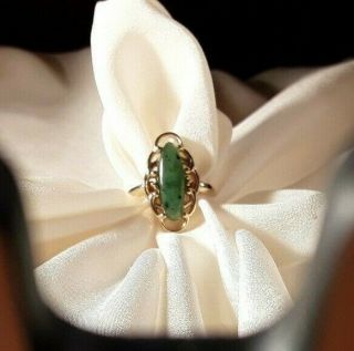 Oriental Melody Marbelized Green Cabochon Sarah Coventry Ring Vintage Estate