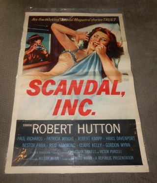 Vintage Movie Poster - Scandal Inc (1956) Film Noir Crime - Robert Hutton
