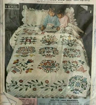 Vintage Paragon Baltimore Brides Quilt Stamped Cross Stitch Quilt Top King Size