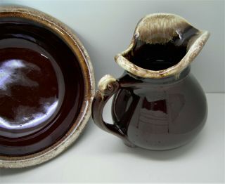 Vintage Mccoy Usa Pottery Brown Drip Pitcher & Basin/bowl 7515