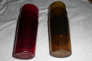 3 Amber & 3 Red Vintage Texan Plastic Cups Glasses 5 " Tall