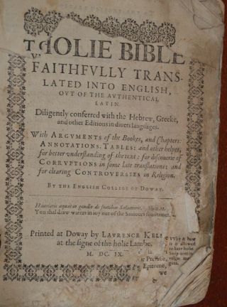 1609 FIRST RHEIMS - DOUAI HOLY BIBLE - FIRST ENGLISH ROMAN CATHOLIC OLD TESTAMENT 3