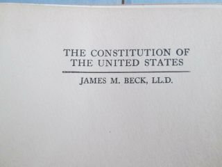 THE CONSTITUTION Of The UNITED STATES,  1925,  James M.  Beck H/C & Calvin Coolidge 3