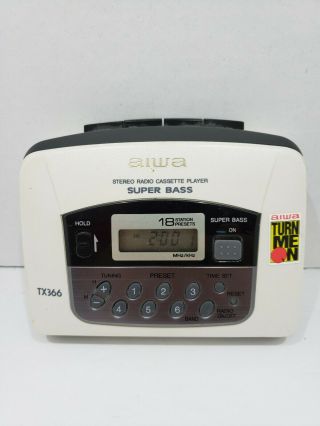 Vintage Aiwa Stereo Radio Cassette Player Hs - Tx366 White