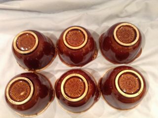 Vintage Hull USA Brown Drip Pottery Oven Proof Custard Cups Set of 6 2
