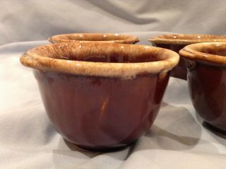 Vintage Hull USA Brown Drip Pottery Oven Proof Custard Cups Set of 6 4