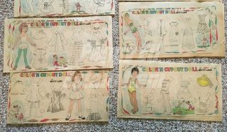 55 UNCUT NEWSPAPER PAPER DOLLS ' COLOR ' N CUT - OUT DOLL BY BETTY LANE ' 1974 7
