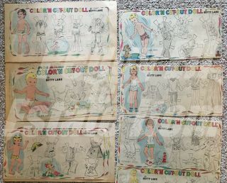 55 UNCUT NEWSPAPER PAPER DOLLS ' COLOR ' N CUT - OUT DOLL BY BETTY LANE ' 1974 8