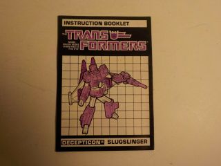 Transformers Vintage G1 1987 Targetmaster Slugslinger Instruction Book Booklet