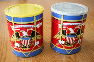 2 Vtg Chase & Sanborn Empty Coffee Cans Centennial Eagle,  1 Has Folger 