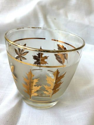 Set of 7 Vintage Libbey Frosted Gold Leaf Mixed Drink Glasses 3