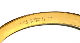 Vintage 50 MICRON 9ct ROLLED GOLD Filigree Design Bangle / Band,  11.  26g - F04 2