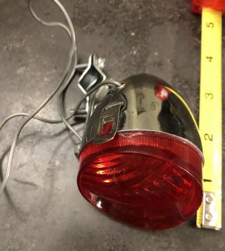 Vintage Red Cateye?? Chrome Bullet Tail Light - Approx.  2 " Dia.  X 3 " L.  With Mount