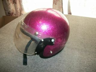 Vintage Metal Flake Helmet With Shield 1970 