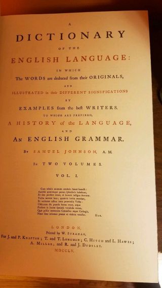 Johnson ' s Dictionary,  facsimile of the first ed.  in 2 vols.  Folio Society 2006 4