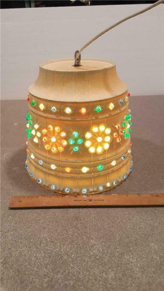 Vintage Colored Lawnware Hanging Beaded Swag Lamp Light Deck Patio Camping Rv 10